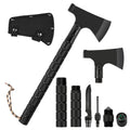 Survival Camping Axe Multi-Tool Set, Tactical Throwing Hatchet with Hammer, Whistle, and Flint for Hiking and Outdoor Adventure,