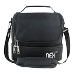 Double Decker Insulated Lunch Bag, Large Capacity Cooler Lunch Box for Men and Women, Leakproof Tote for Work, School, and Picnic, Black,