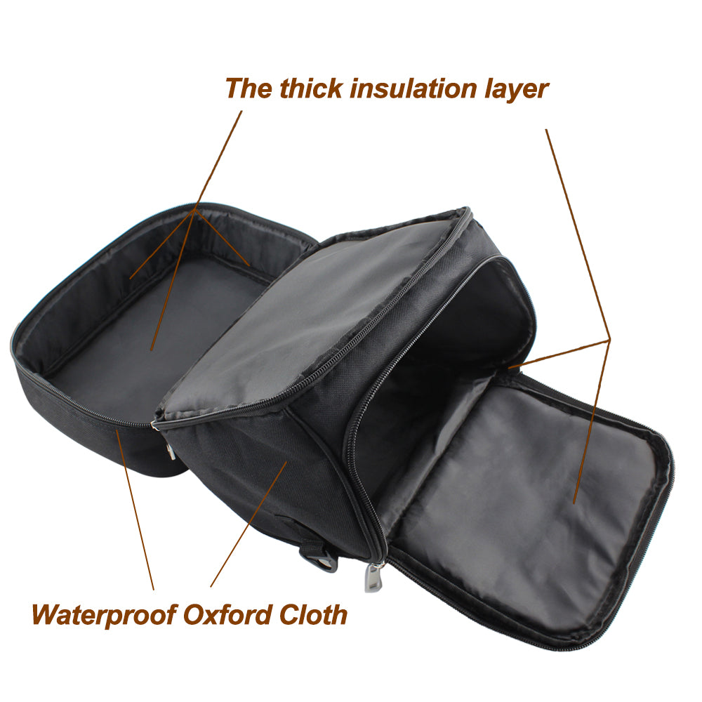 Double Decker Insulated Lunch Bag, Large Capacity Cooler Lunch Box for Men and Women, Leakproof Tote for Work, School, and Picnic, Black,