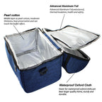 Large Double-Layer Insulated Lunch Tote, Expandable Cooler Bag with Adjustable Shoulder Strap for Travel, Office, and School, Blue,