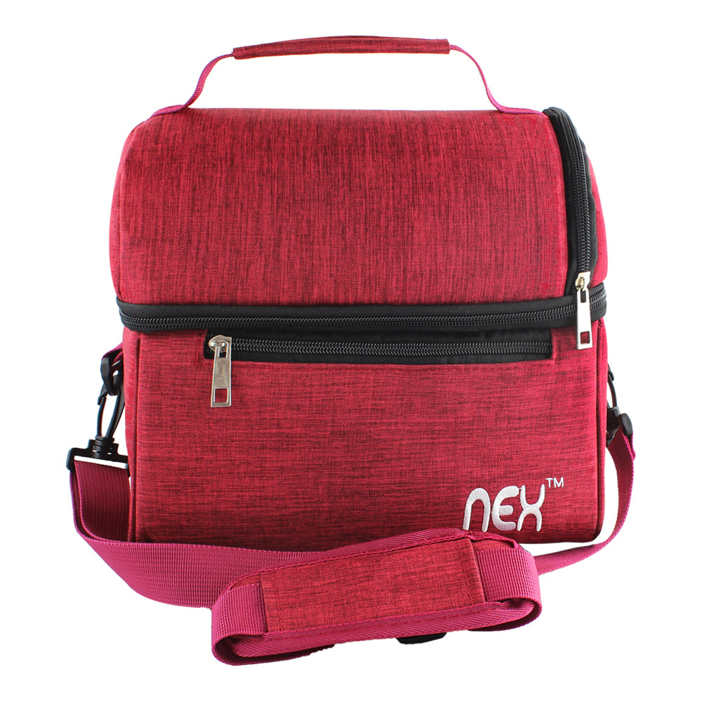Large Double-Layer Insulated Lunch Tote, Expandable Cooler Bag with Adjustable Shoulder Strap for Travel, Office, and School, Blue,