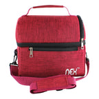 Large Double-Layer Insulated Lunch Tote, Expandable Cooler Bag with Adjustable Shoulder Strap for Travel, Office, and School, Blue,