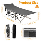 Portable Folding Camping Cot with Mattress - Heavy Duty Single Sleeping Bed for Adults