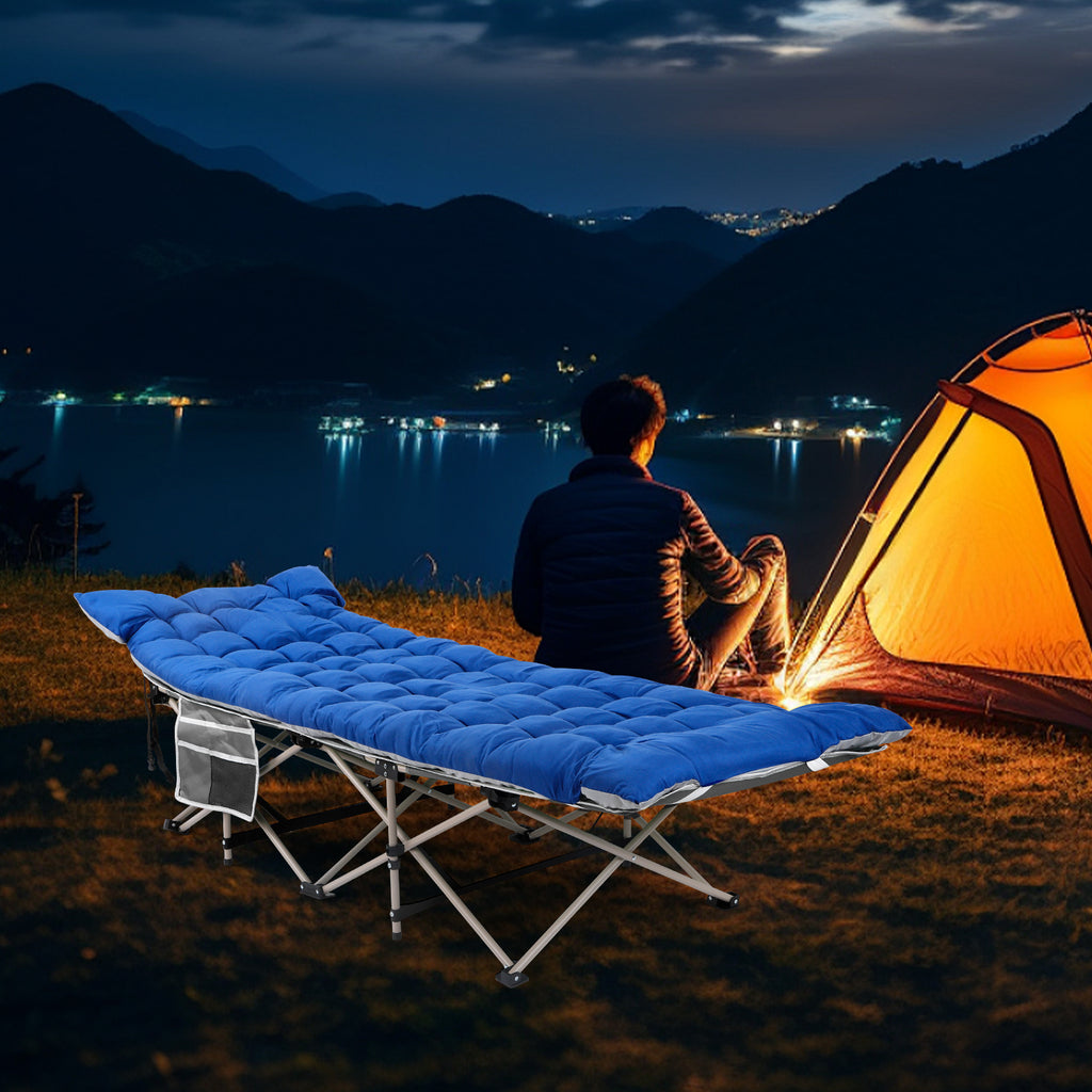 Portable Folding Camping Cot with Mattress - Heavy Duty Single Sleeping Bed for Adults