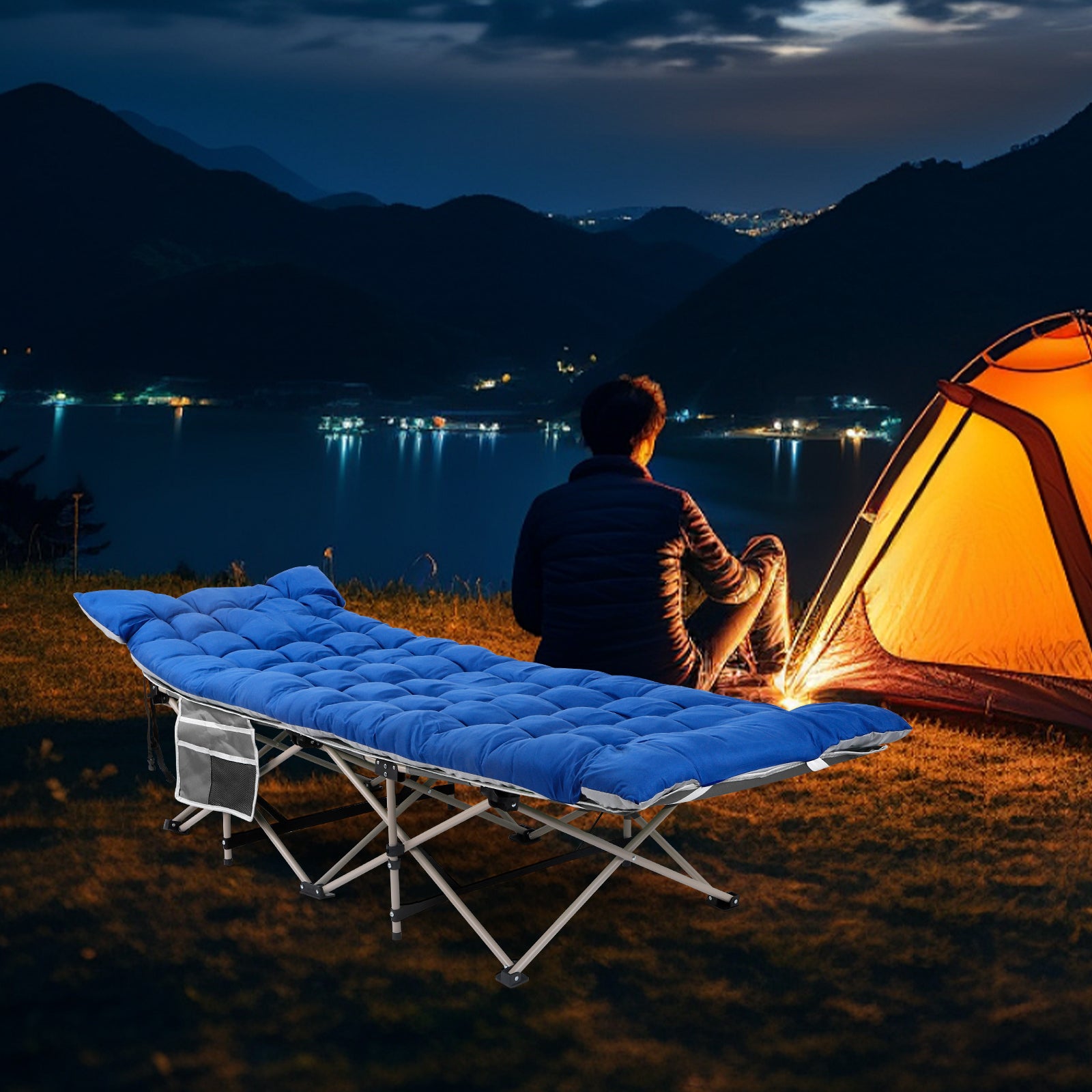 Portable Folding Camping Cot with Mattress - Heavy Duty Single Sleeping Bed for Adults