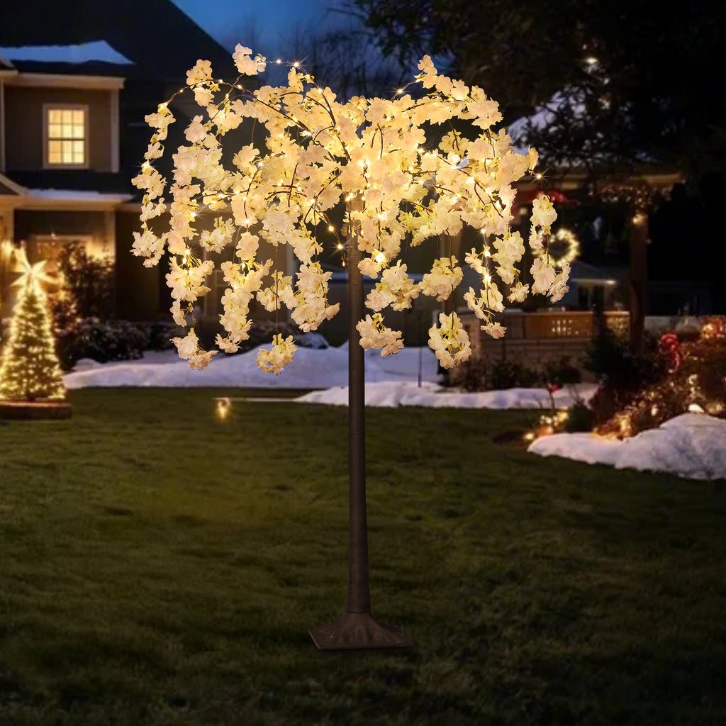 4FT Lighted Cherry Blossom Tree - Warm White LED Artificial Indoor Decor for Home & Parties