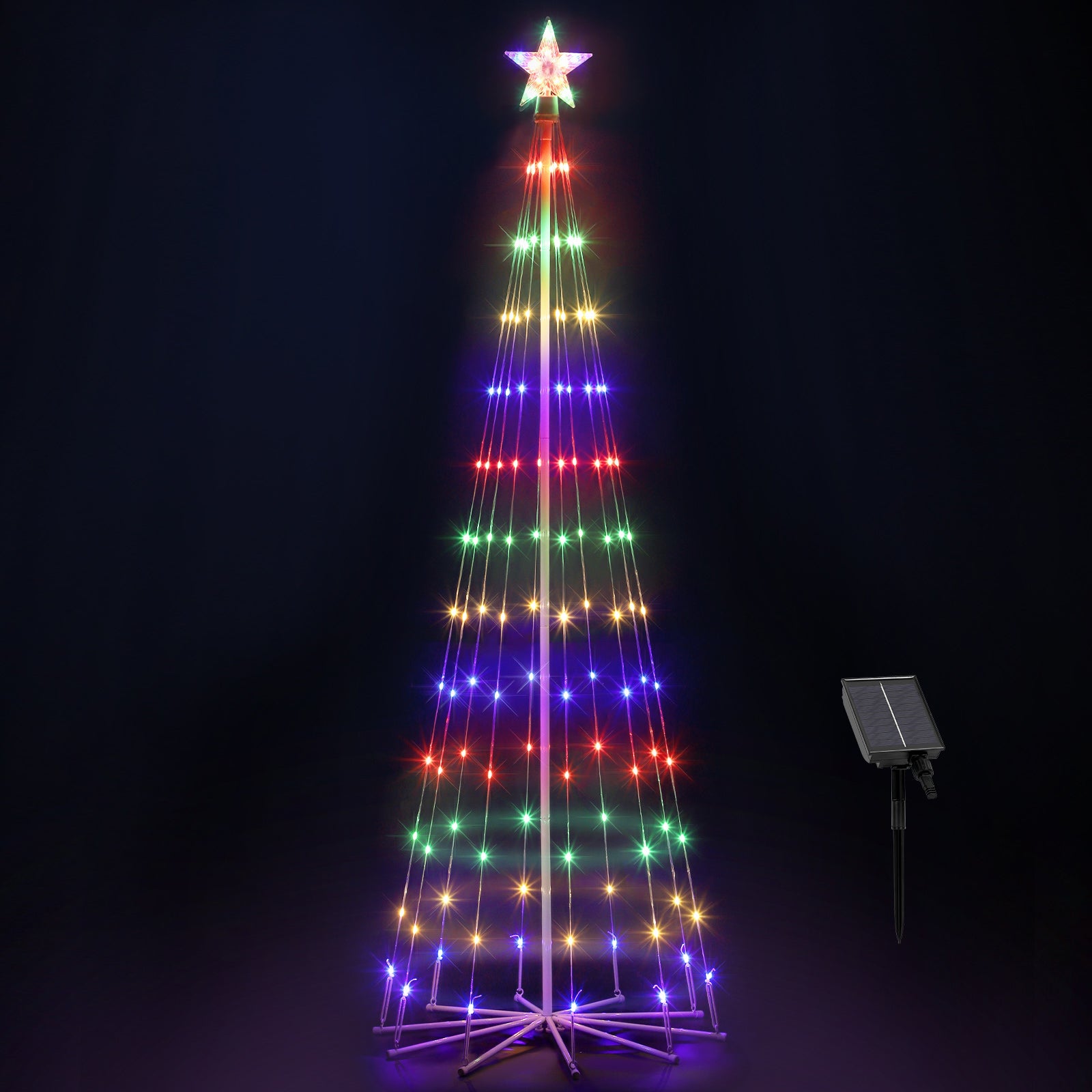 Solar-Powered Christmas Cone Tree Light, Multi-Color Outdoor LED Tree for Yard, Garden, and Patio Holiday Decoration,