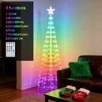 6FT Outdoor Christmas Tree with 170 LED Lights, 16 Colors Animated Cone Tree with Remote Control and 8 Lighting Modes,
