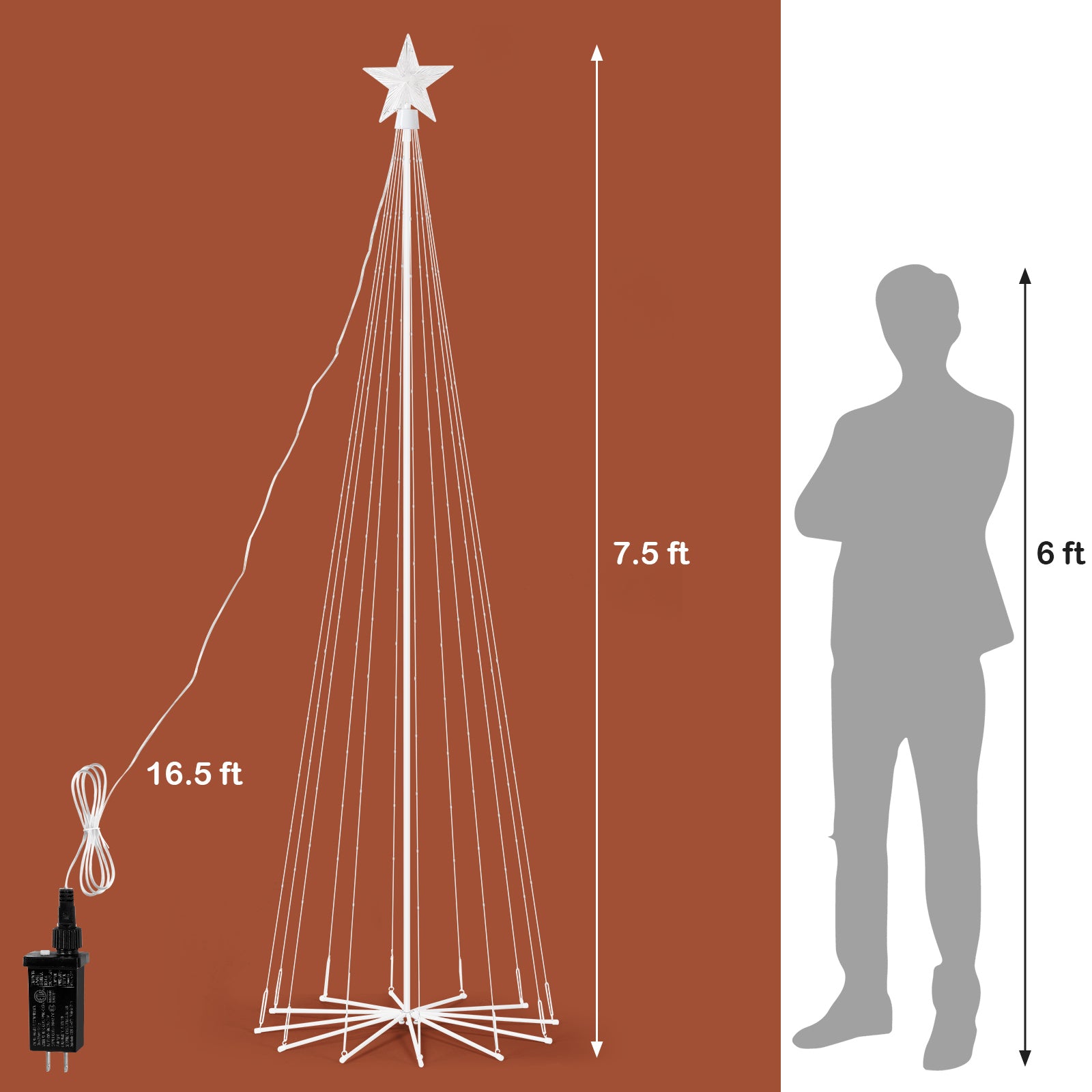 6FT Outdoor Christmas Tree with 170 LED Lights, 16 Colors Animated Cone Tree with Remote Control and 8 Lighting Modes,
