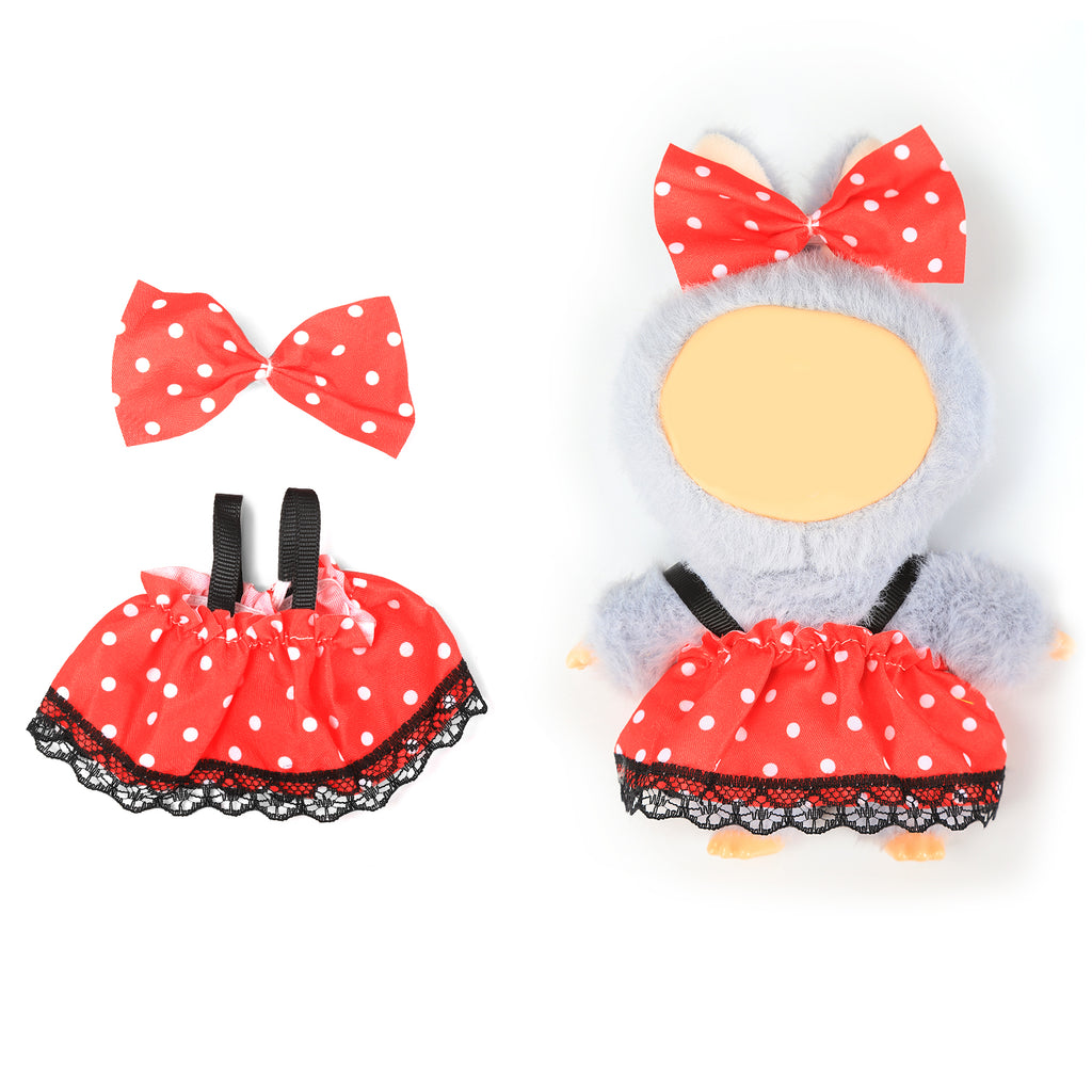 2 Pcs Doll Clothes Outfit Set for 6.69 Inch Mini Plush Doll, Cute Fashion Doll Dress Up Costume Accessories (Doll Not Included)
