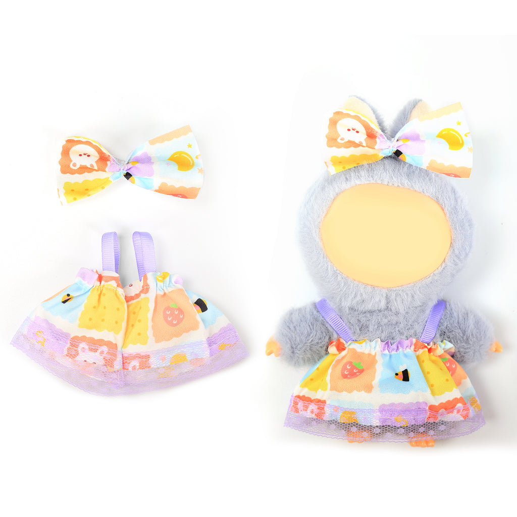 2 Pcs Doll Clothes Outfit Set for 6.69 Inch Mini Plush Doll, Cute Fashion Doll Dress Up Costume Accessories (Doll Not Included)