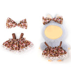 2 Pcs Doll Clothes Outfit Set for 6.69 Inch Mini Plush Doll, Cute Fashion Doll Dress Up Costume Accessories (Doll Not Included)