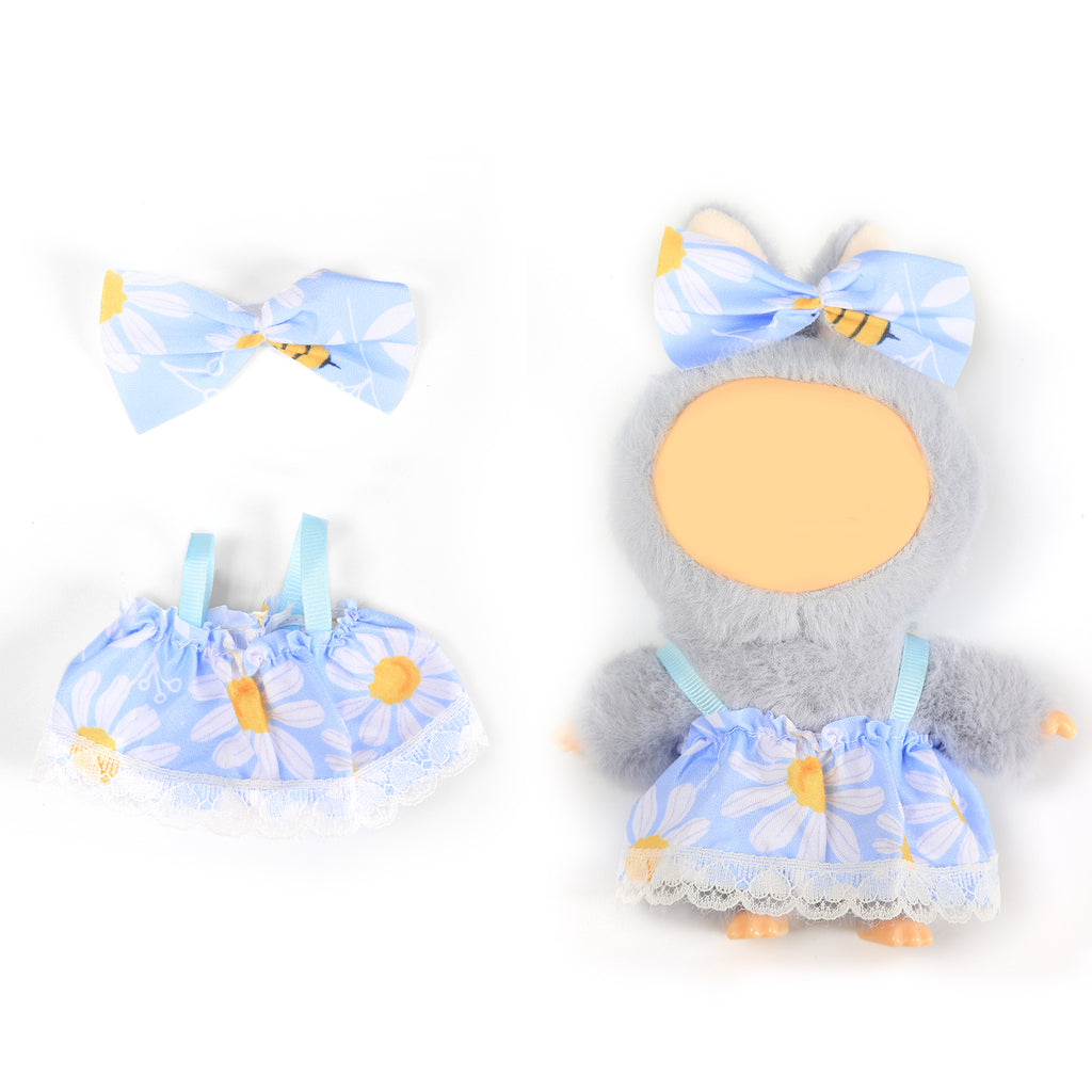 2 Pcs Doll Clothes Outfit Set for 6.69 Inch Mini Plush Doll, Cute Fashion Doll Dress Up Costume Accessories (Doll Not Included)
