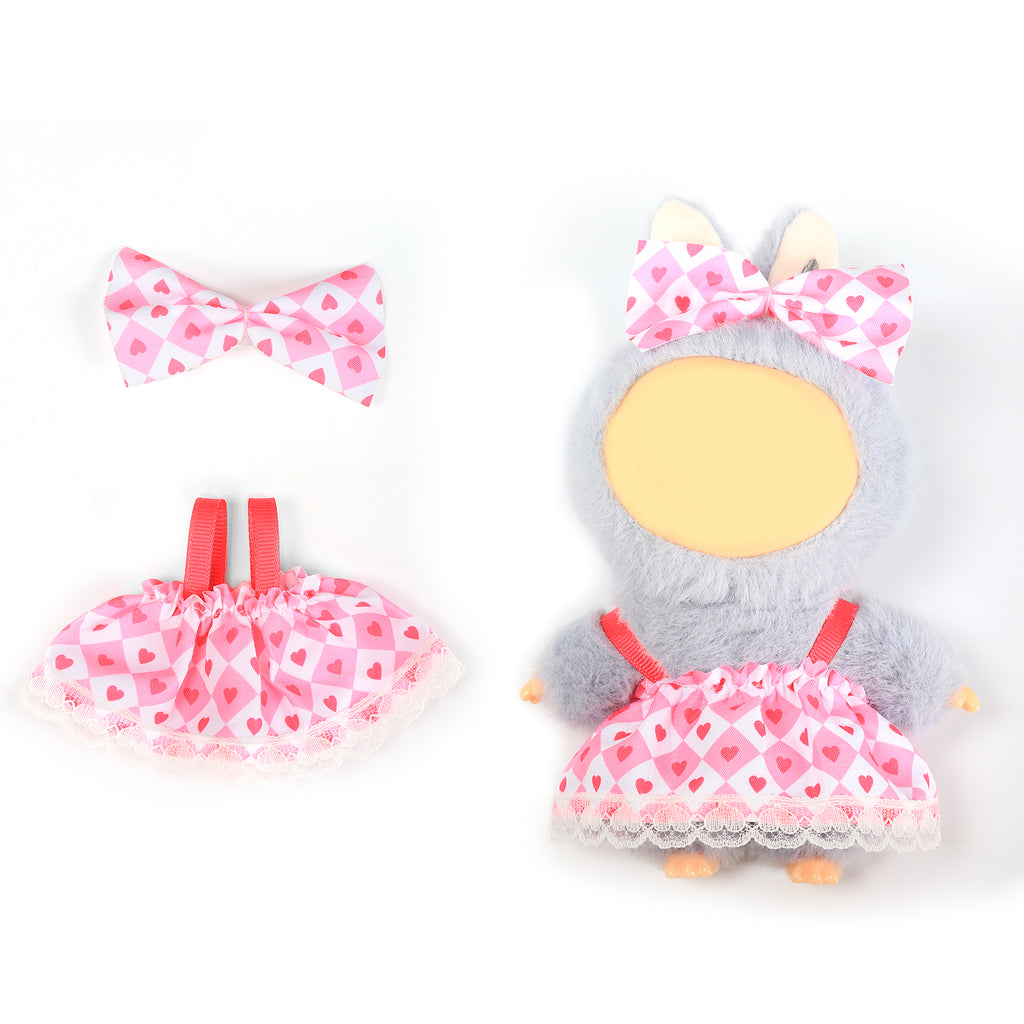 2 Pcs Doll Clothes Outfit Set for 6.69 Inch Mini Plush Doll, Cute Fashion Doll Dress Up Costume Accessories (Doll Not Included)