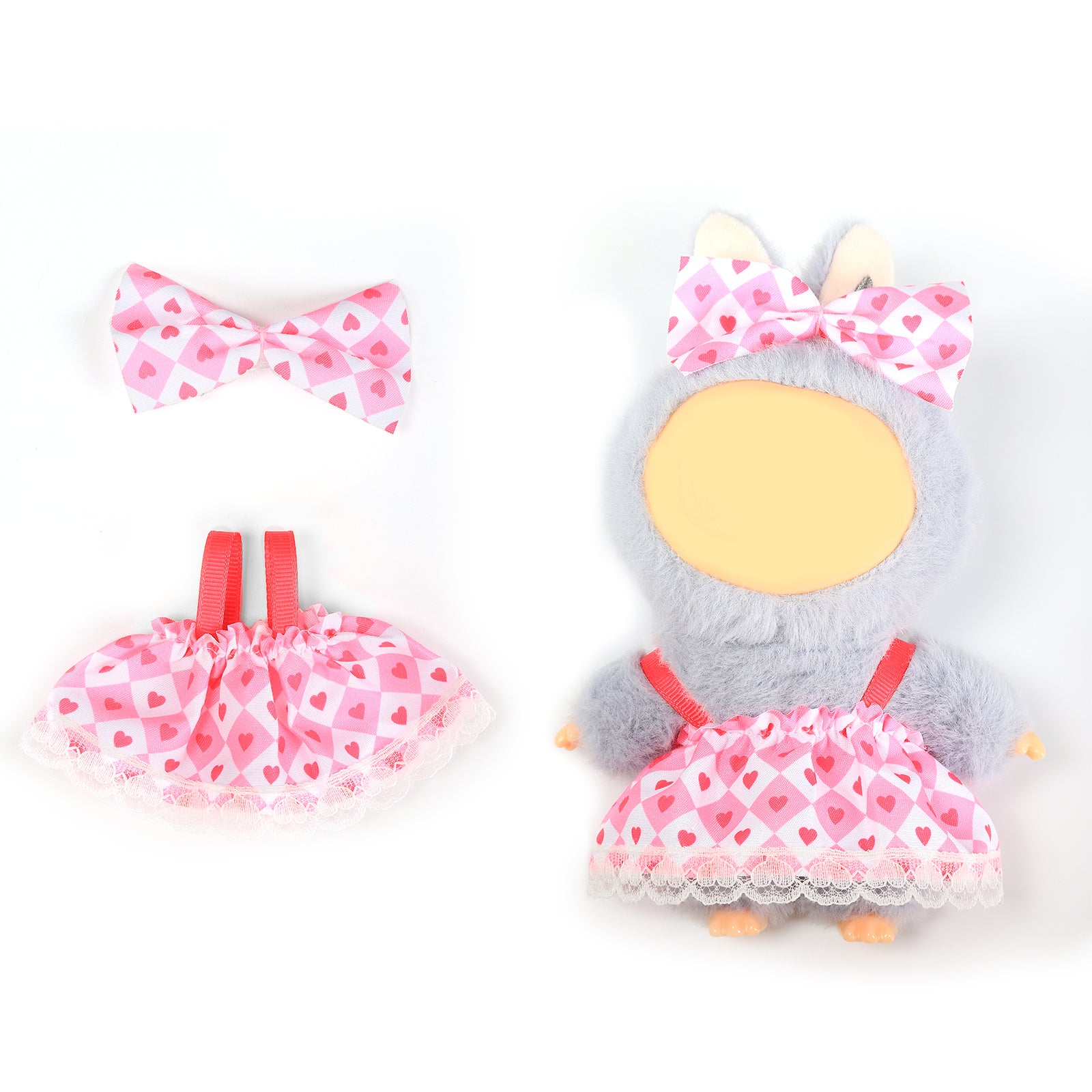 2 Pcs Doll Clothes Outfit Set for 6.69 Inch Mini Plush Doll, Cute Fashion Doll Dress Up Costume Accessories (Doll Not Included)