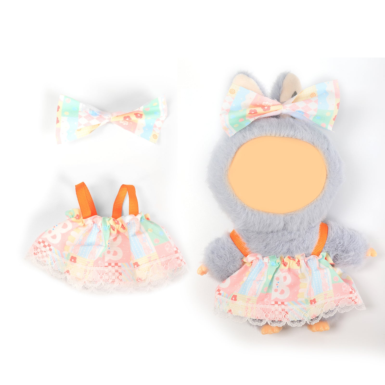 2 Pcs Doll Clothes Outfit Set for 6.69 Inch Mini Plush Doll, Cute Fashion Doll Dress Up Costume Accessories (Doll Not Included)