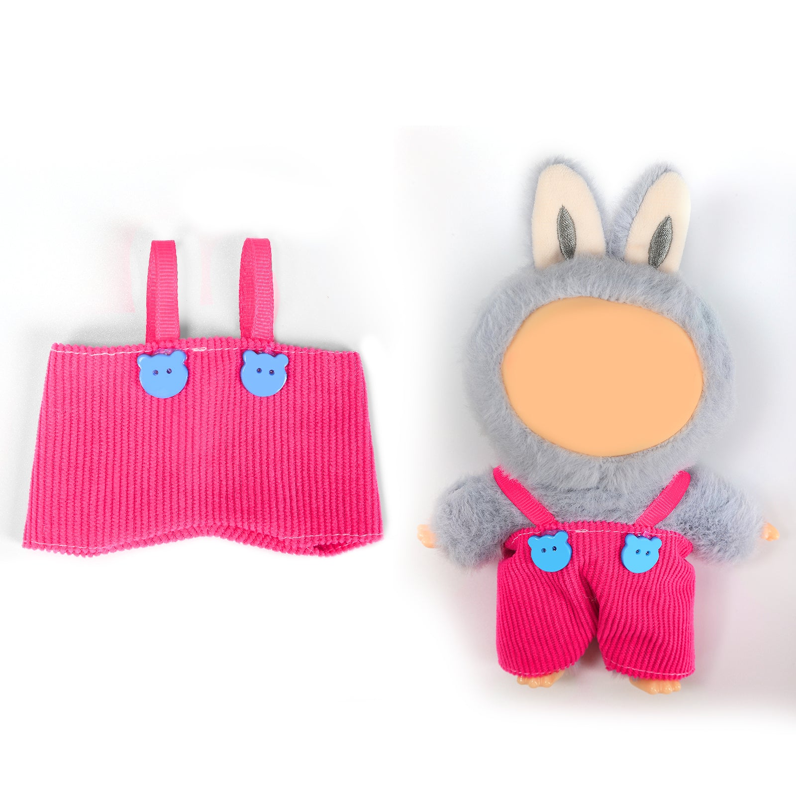 Doll Overalls Clothes for 6.69 Inch Mini Plush Doll, Cute Hot Corduroy Suspender Pants with Bear Buttons, Fashion Doll Dress Up Outfit Accessories (Doll Not Included)