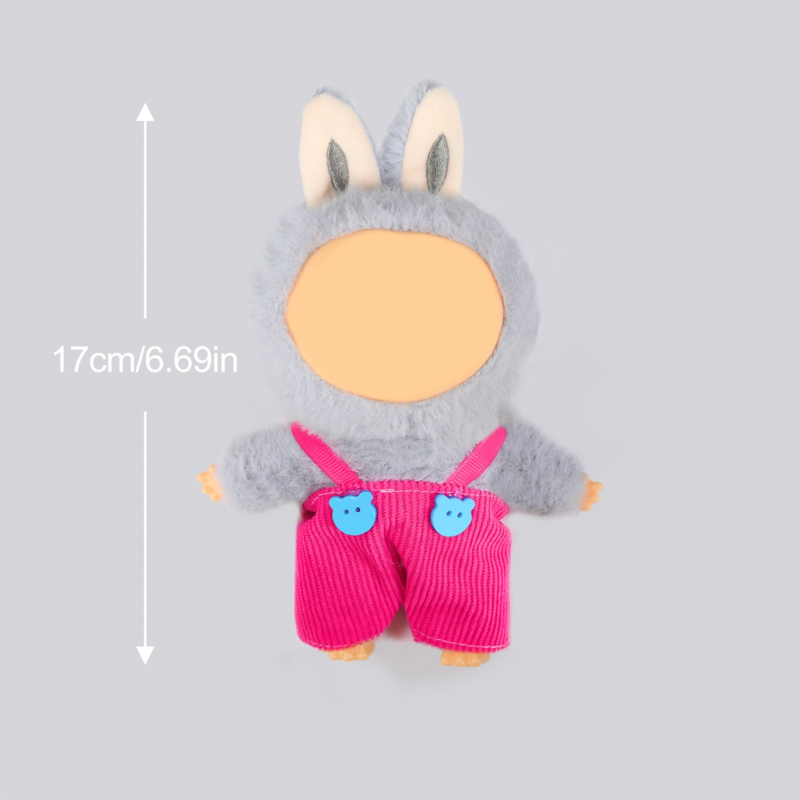 Doll Overalls Clothes for 6.69 Inch Mini Plush Doll, Cute Hot Corduroy Suspender Pants with Bear Buttons, Fashion Doll Dress Up Outfit Accessories (Doll Not Included)