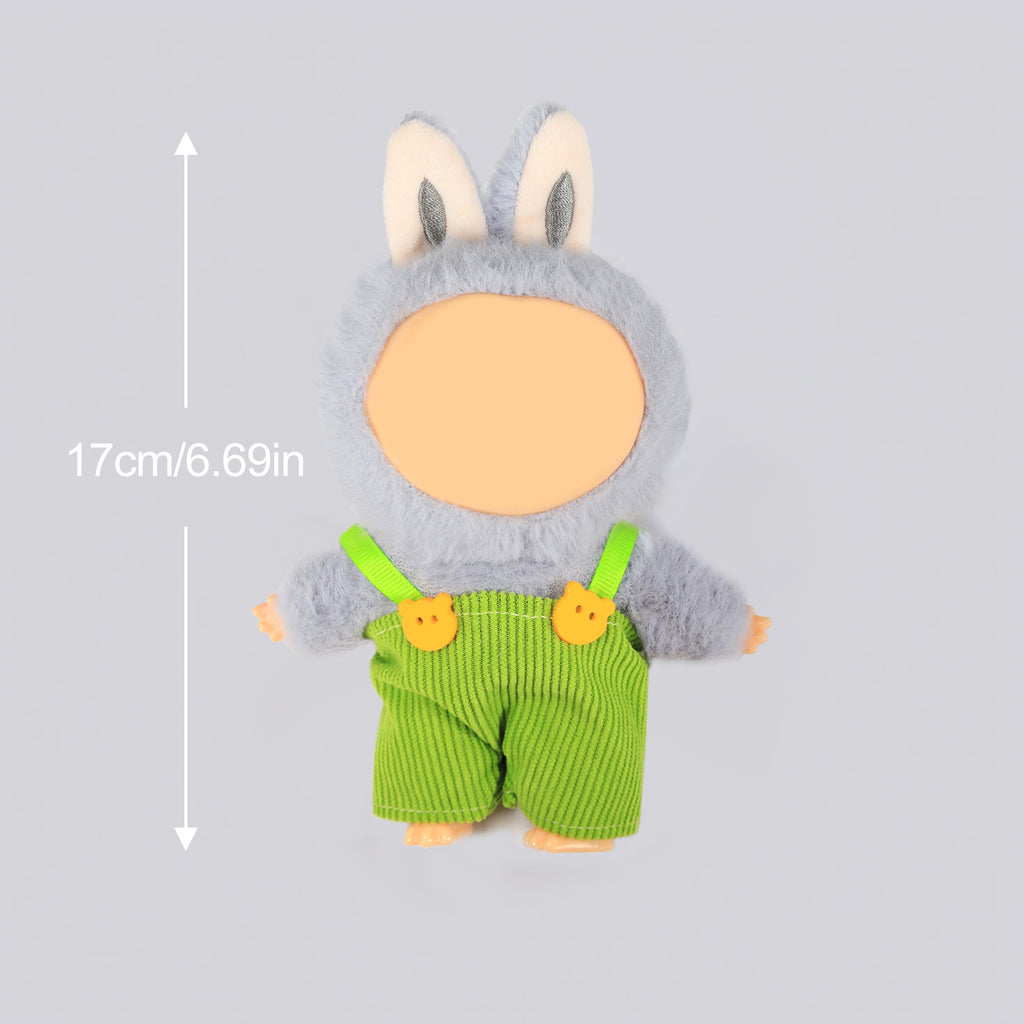 Doll Overalls Clothes for 6.69 Inch Mini Plush Doll, Cute Hot Corduroy Suspender Pants with Bear Buttons, Fashion Doll Dress Up Outfit Accessories (Doll Not Included)