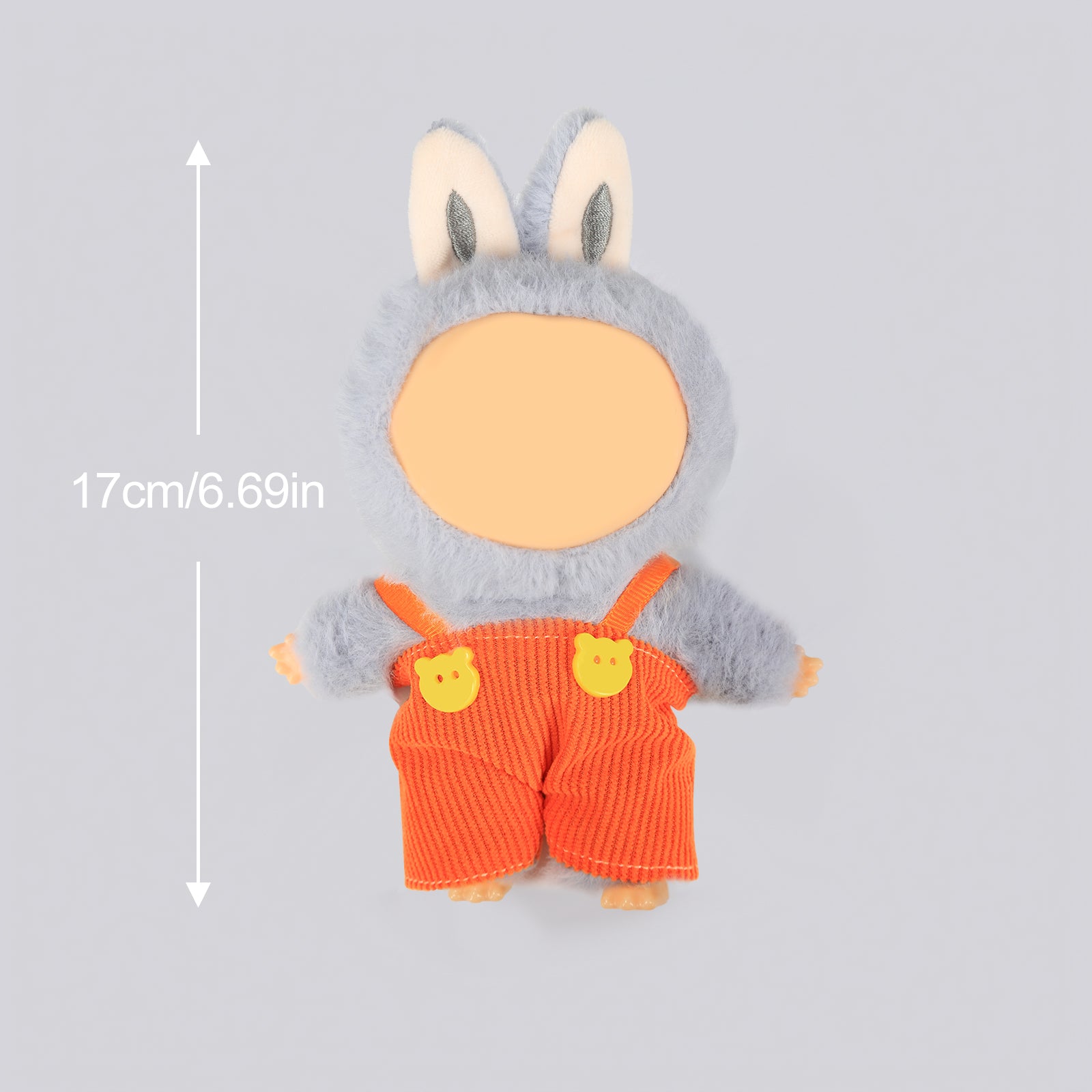 Doll Overalls Clothes for 6.69 Inch Mini Plush Doll, Cute Hot Corduroy Suspender Pants with Bear Buttons, Fashion Doll Dress Up Outfit Accessories (Doll Not Included)