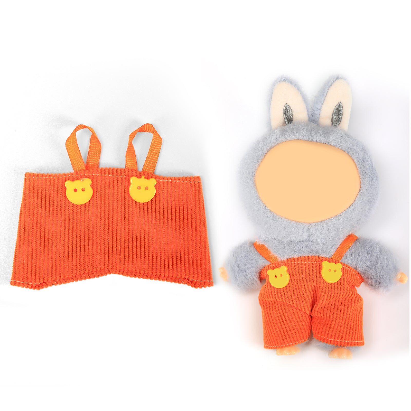 Doll Overalls Clothes for 6.69 Inch Mini Plush Doll, Cute Hot Corduroy Suspender Pants with Bear Buttons, Fashion Doll Dress Up Outfit Accessories (Doll Not Included)