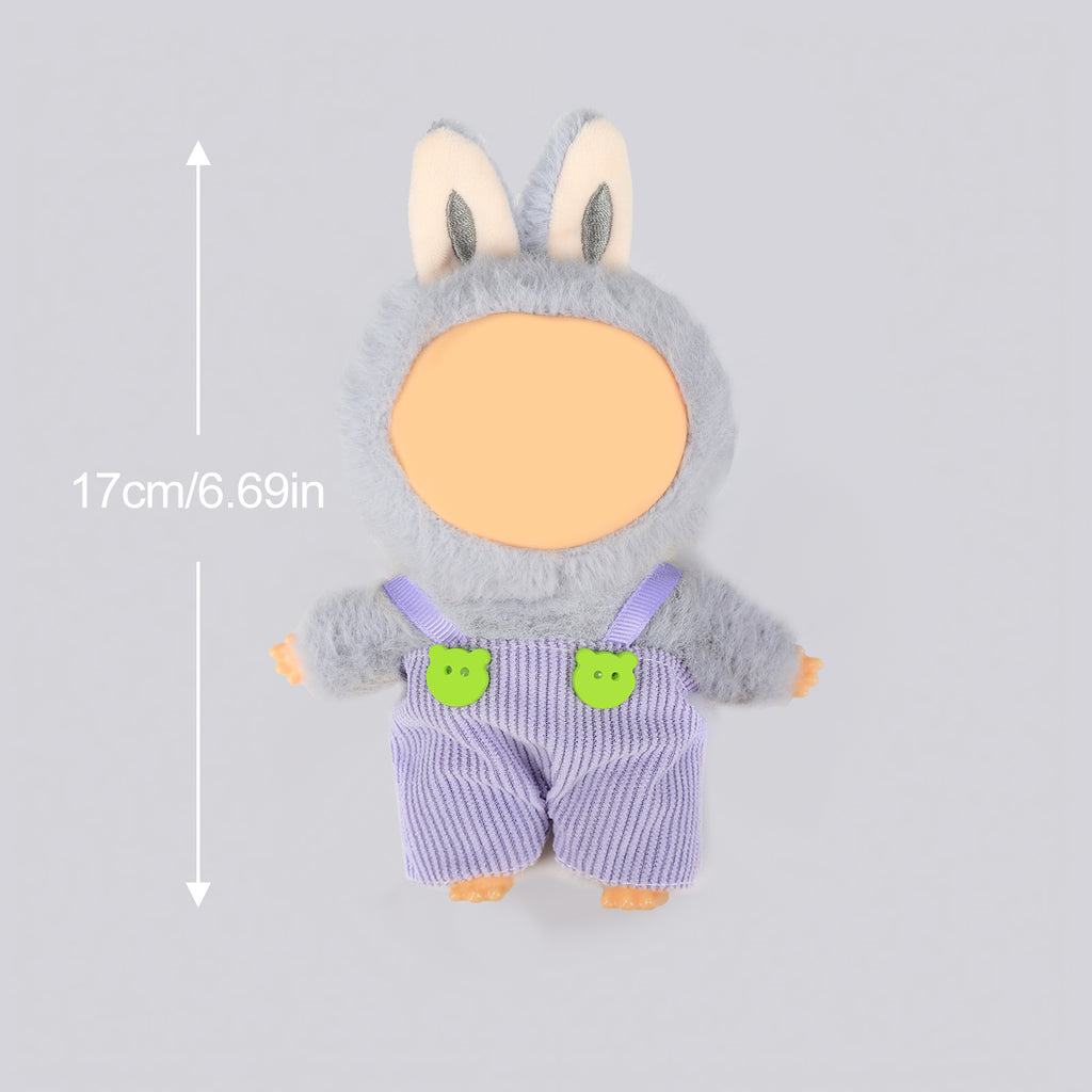 Doll Overalls Clothes for 6.69 Inch Mini Plush Doll, Cute Hot Corduroy Suspender Pants with Bear Buttons, Fashion Doll Dress Up Outfit Accessories (Doll Not Included)