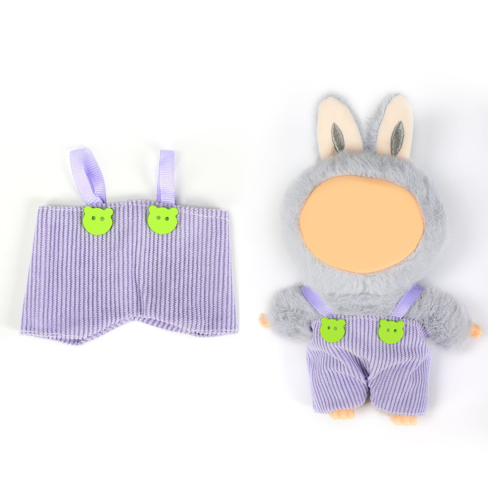 Doll Overalls Clothes for 6.69 Inch Mini Plush Doll, Cute Hot Corduroy Suspender Pants with Bear Buttons, Fashion Doll Dress Up Outfit Accessories (Doll Not Included)