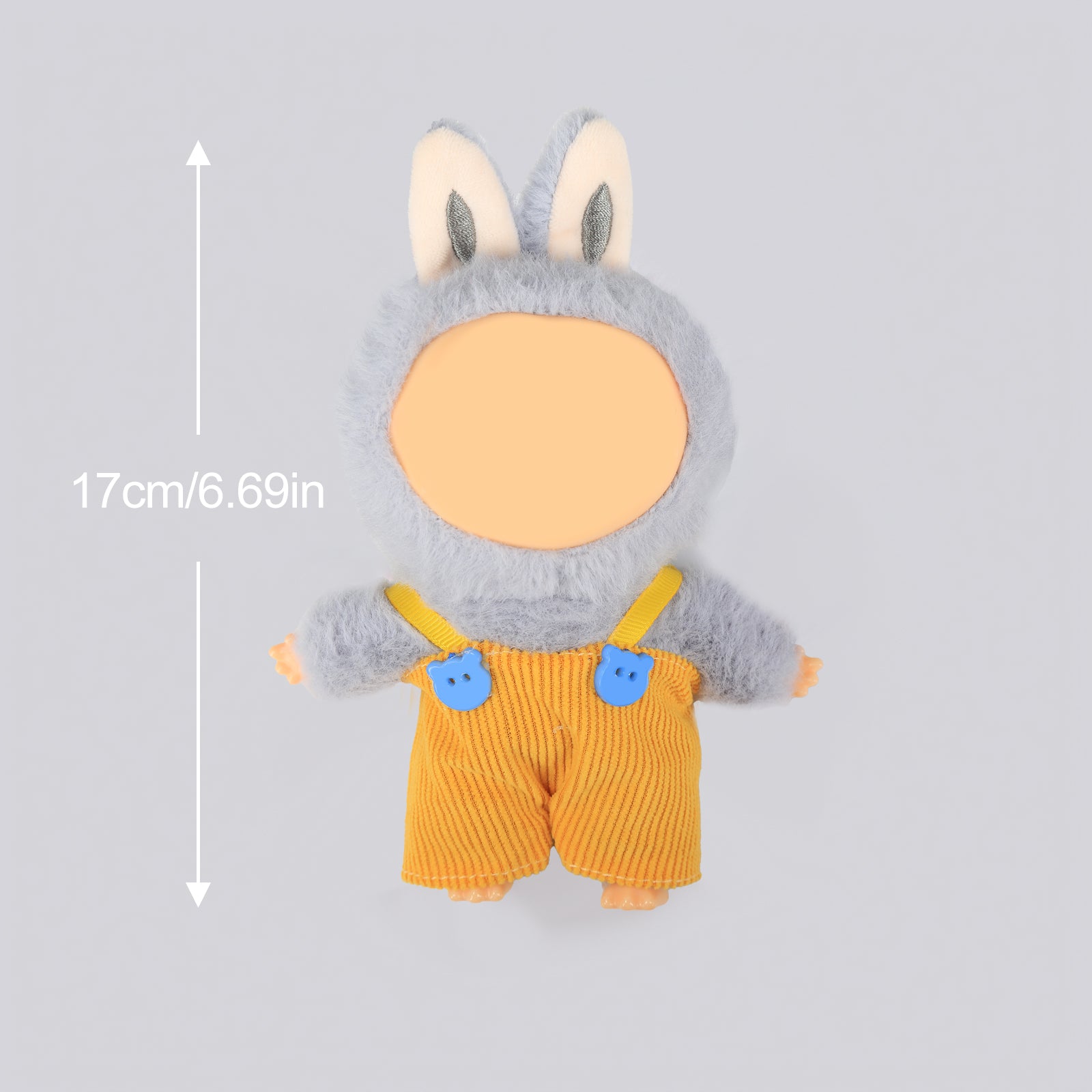 Doll Overalls Clothes for 6.69 Inch Mini Plush Doll, Cute Hot Corduroy Suspender Pants with Bear Buttons, Fashion Doll Dress Up Outfit Accessories (Doll Not Included)