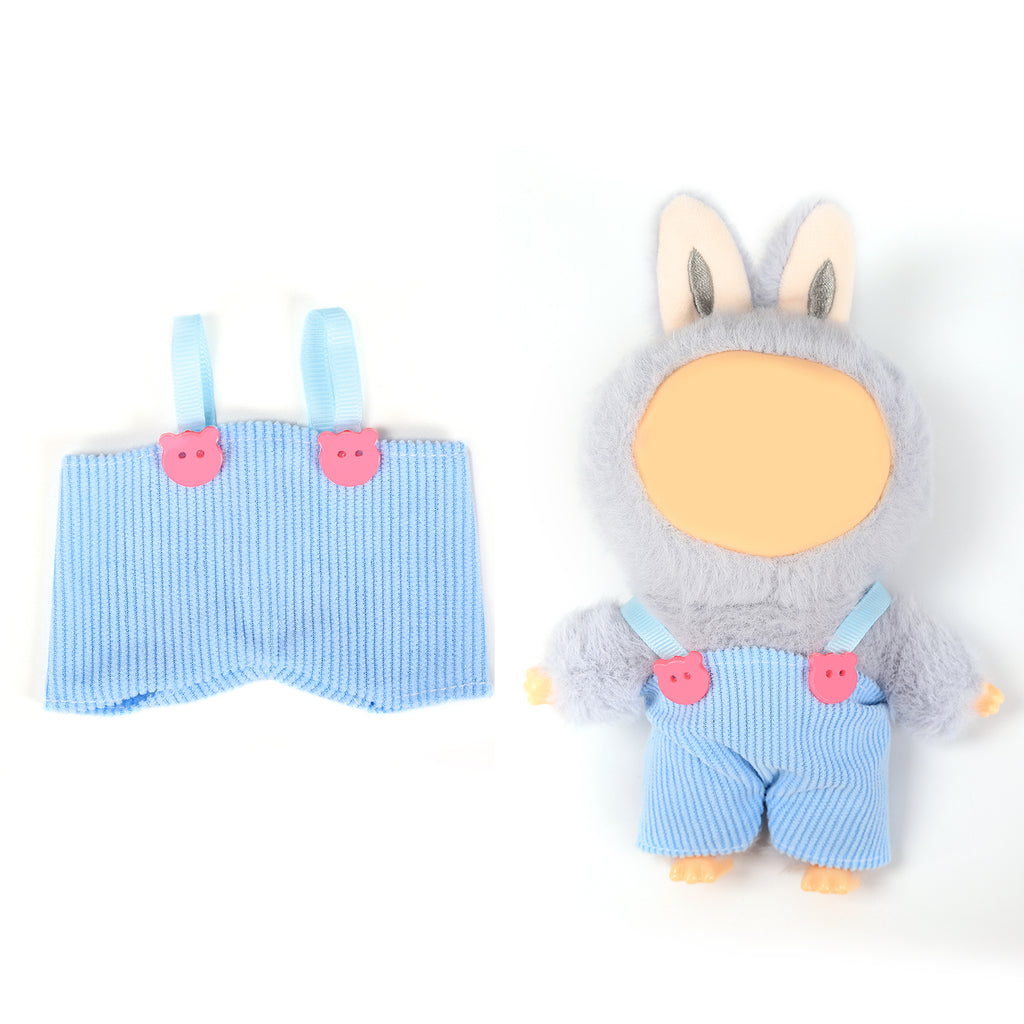 Doll Overalls Clothes for 6.69 Inch Mini Plush Doll, Cute Hot Corduroy Suspender Pants with Bear Buttons, Fashion Doll Dress Up Outfit Accessories (Doll Not Included)