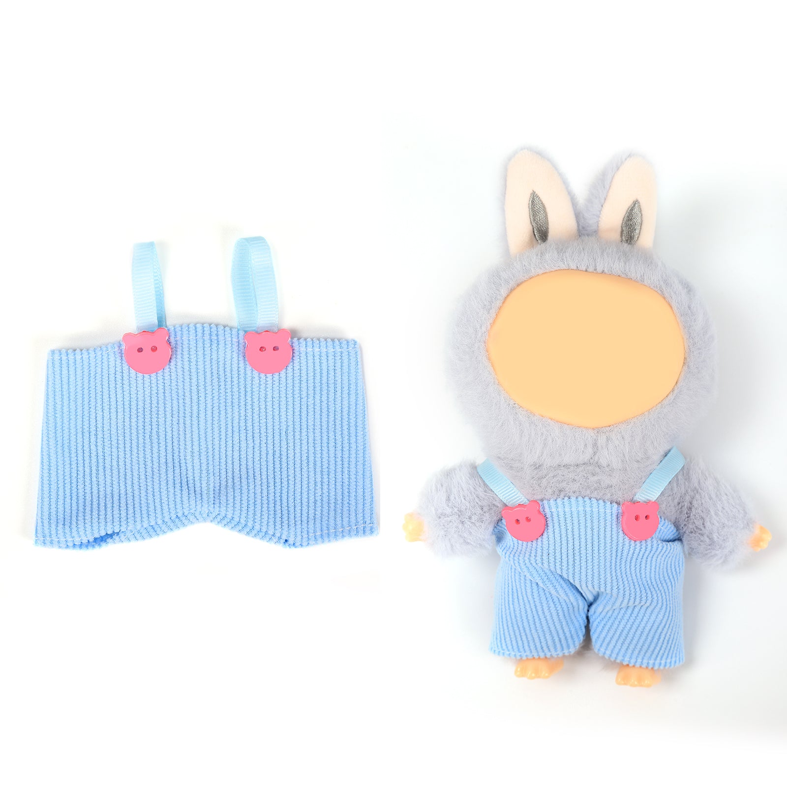 Doll Overalls Clothes for 6.69 Inch Mini Plush Doll, Cute Hot Corduroy Suspender Pants with Bear Buttons, Fashion Doll Dress Up Outfit Accessories (Doll Not Included)