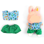 2Pcs Summer Beach Doll Clothes Outfit Set for 6.69 Inch Mini Plush Doll, Sleeveless Shirt & Elastic Shorts, Cute Casual Doll Dress Up Accessories (Doll Not Included)