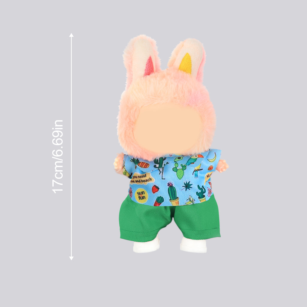 2Pcs Summer Beach Doll Clothes Outfit Set for 6.69 Inch Mini Plush Doll, Sleeveless Shirt & Elastic Shorts, Cute Casual Doll Dress Up Accessories (Doll Not Included)