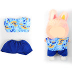 2Pcs Summer Beach Doll Clothes Outfit Set for 6.69 Inch Mini Plush Doll, Sleeveless Shirt & Elastic Shorts, Cute Casual Doll Dress Up Accessories (Doll Not Included)