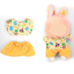 2Pcs Summer Beach Doll Clothes Outfit Set for 6.69 Inch Mini Plush Doll, Sleeveless Shirt & Elastic Shorts, Cute Casual Doll Dress Up Accessories (Doll Not Included)