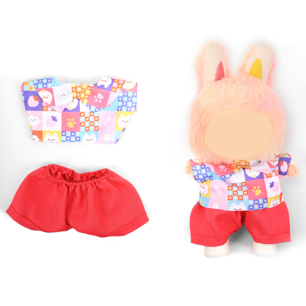 2Pcs Summer Beach Doll Clothes Outfit Set for 6.69 Inch Mini Plush Doll, Sleeveless Shirt & Elastic Shorts, Cute Casual Doll Dress Up Accessories (Doll Not Included)