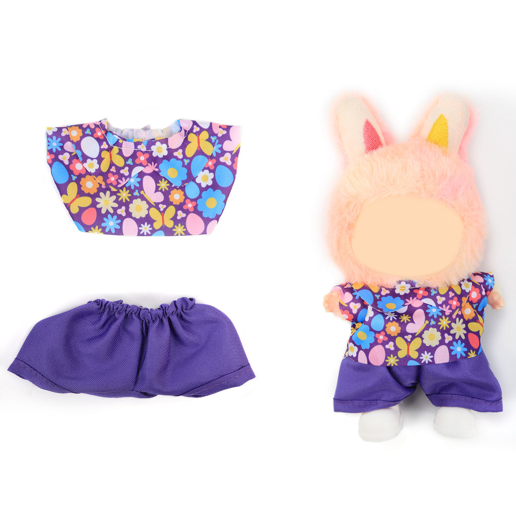 2Pcs Summer Beach Doll Clothes Outfit Set for 6.69 Inch Mini Plush Doll, Sleeveless Shirt & Elastic Shorts, Cute Casual Doll Dress Up Accessories (Doll Not Included)