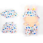 2Pcs Summer Beach Doll Clothes Outfit Set for 6.69 Inch Mini Plush Doll, Sleeveless Shirt & Elastic Shorts, Cute Casual Doll Dress Up Accessories (Doll Not Included)