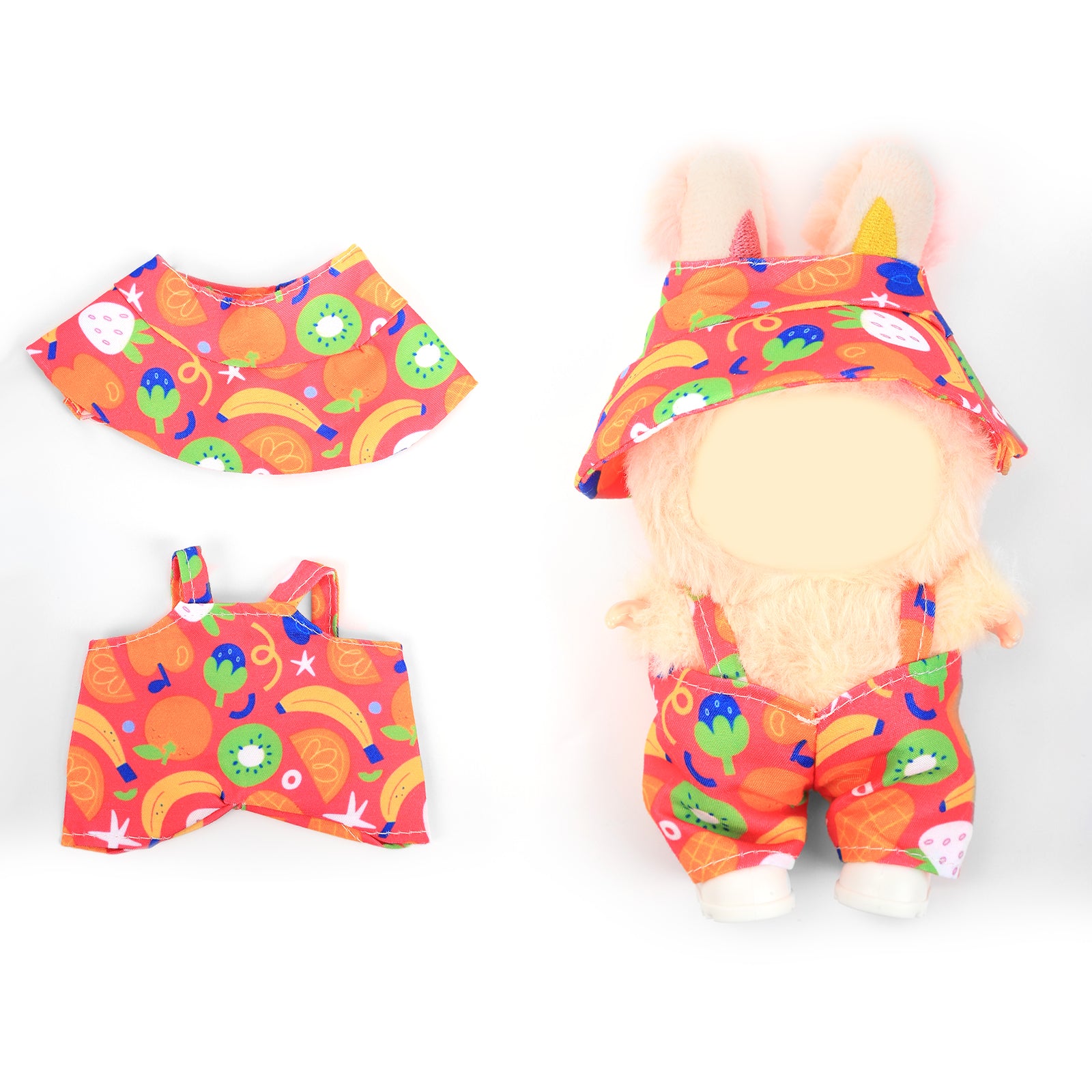 2Pcs Summer Beach Doll Clothes Outfit Set for 6.69 Inch Mini Plush Doll, Sleeveless Shirt & Elastic Shorts, Cute Casual Doll Dress Up Accessories (Doll Not Included)