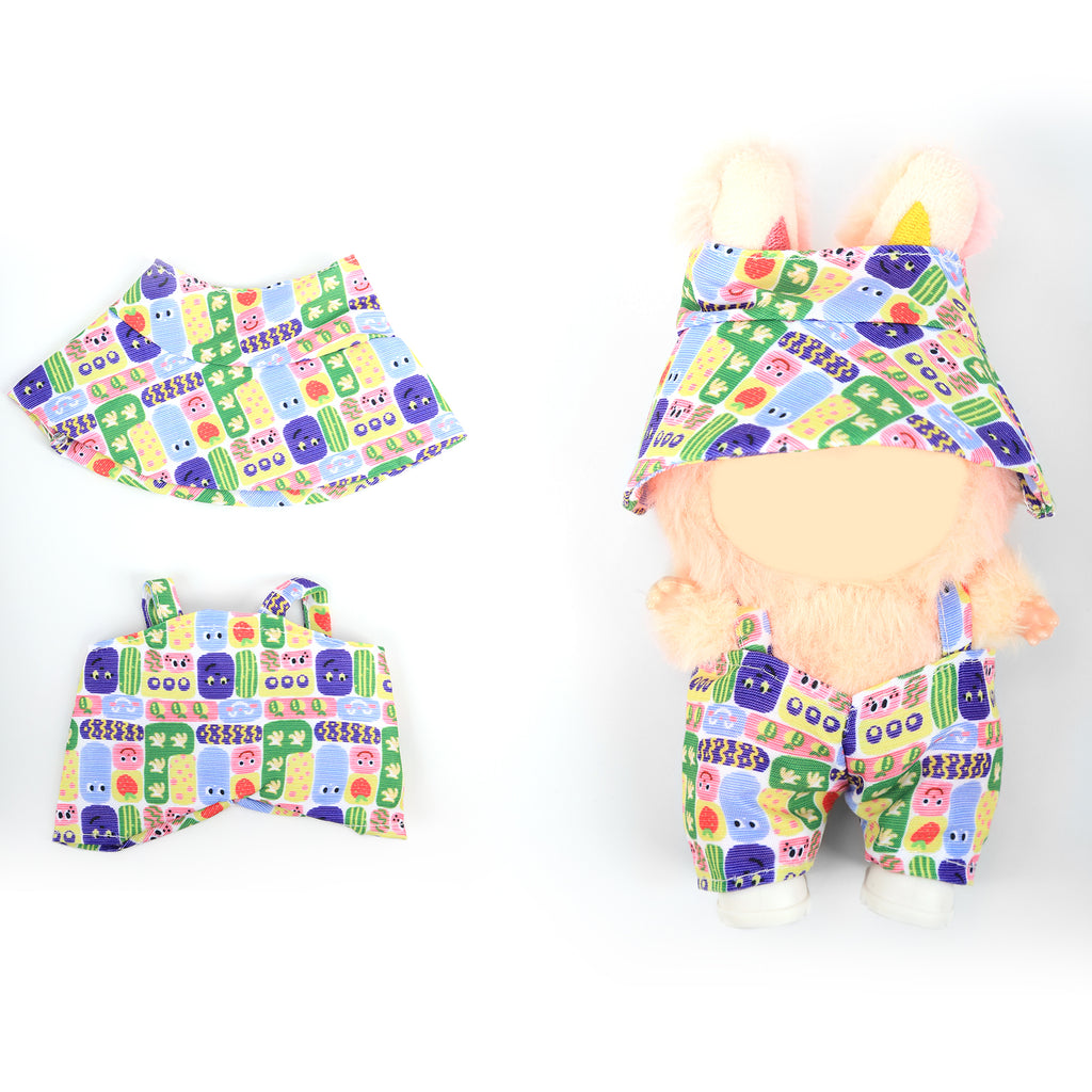 2Pcs Summer Beach Doll Clothes Outfit Set for 6.69 Inch Mini Plush Doll, Sleeveless Shirt & Elastic Shorts, Cute Casual Doll Dress Up Accessories (Doll Not Included)