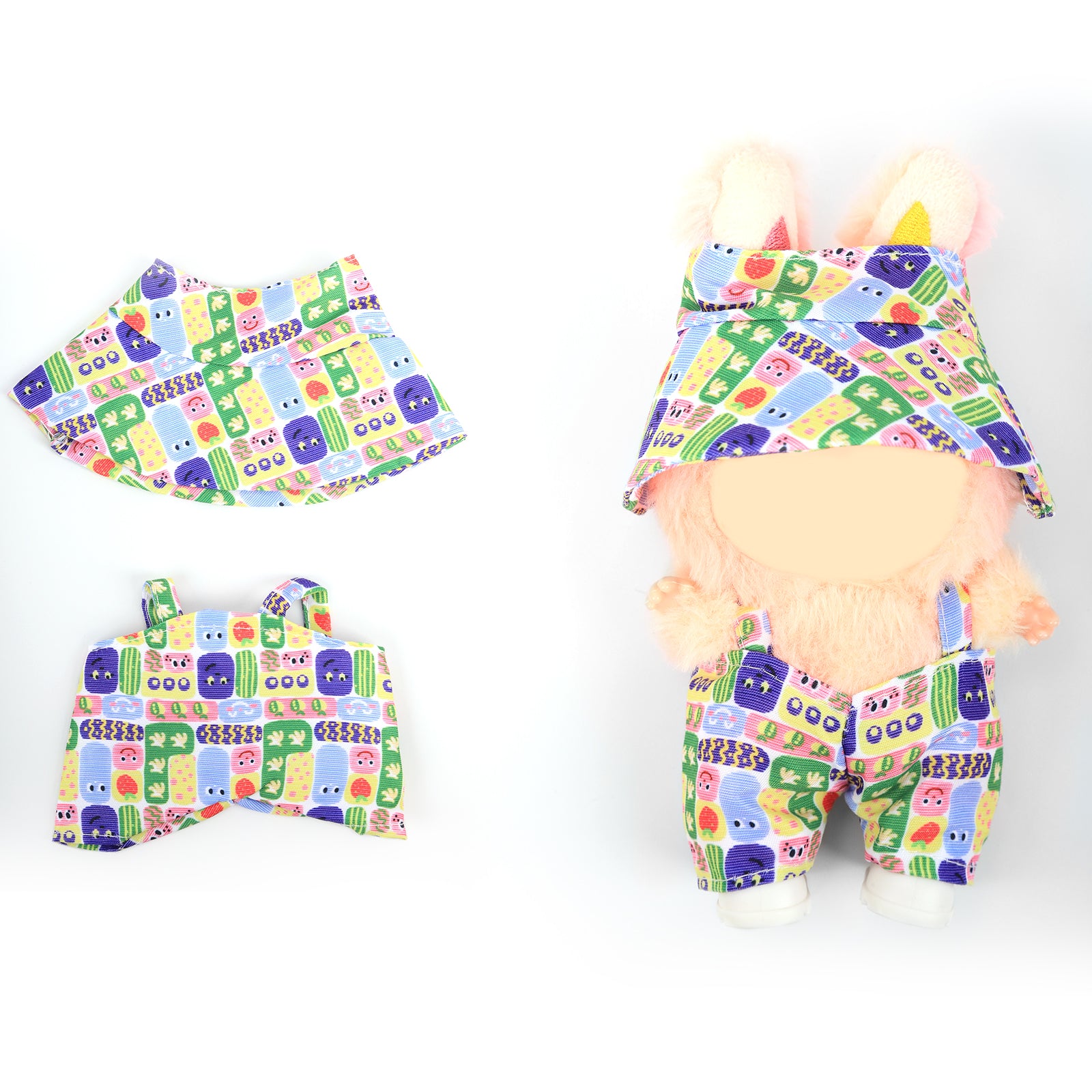 2Pcs Summer Beach Doll Clothes Outfit Set for 6.69 Inch Mini Plush Doll, Sleeveless Shirt & Elastic Shorts, Cute Casual Doll Dress Up Accessories (Doll Not Included)