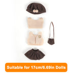 Doll Clothes Outfit Set for 6.69 Inch Mini Plush Doll, Handmade Fashion Doll Dress Up Costume, showcasing a variety of doll accessories styles (Doll Not Included)