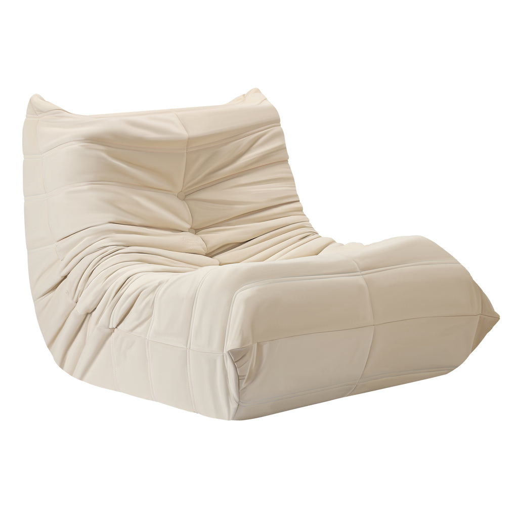 Oversized Bean Bag Chair for Adults, Memory Foam Fireside Chair and Comfy Lazy Floor Sofa for Living Room and Office, Beige,