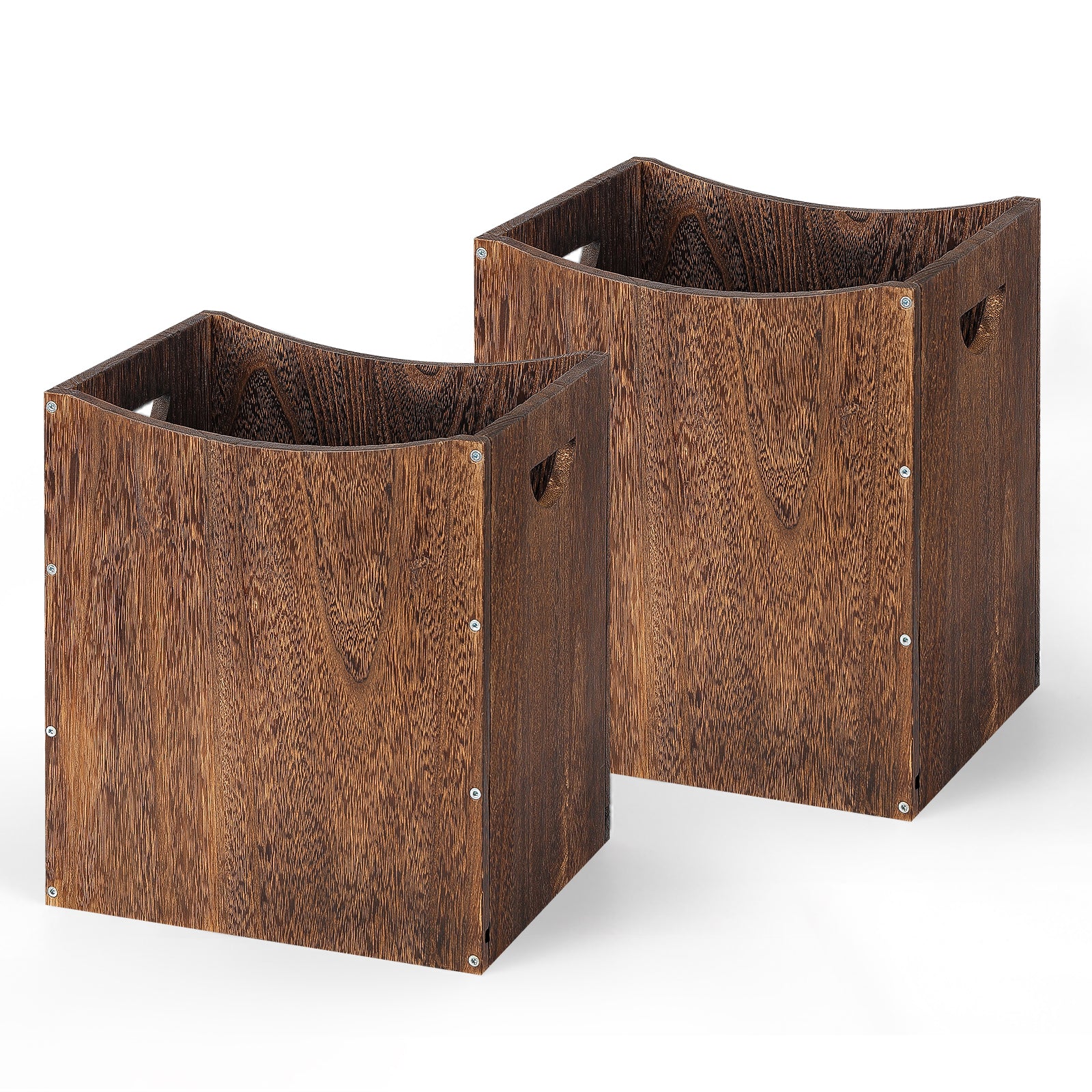 Farmhouse Wood Trash Can (5.3 Gallon) - Rectangular Office Wastebasket with Handles
