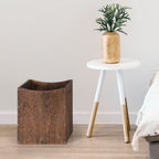 Farmhouse Wood Trash Can (5.3 Gallon) - Rectangular Office Wastebasket with Handles