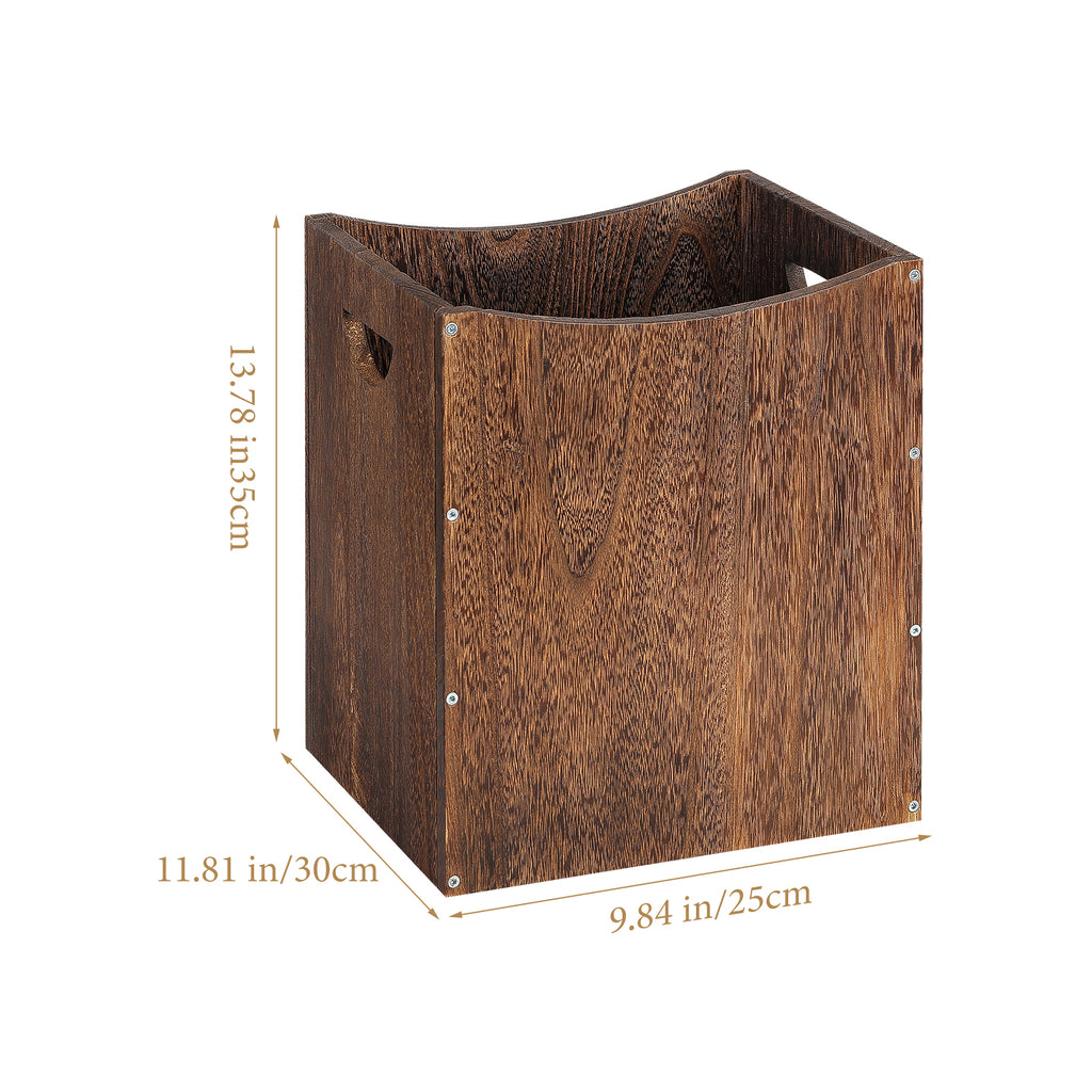 Farmhouse Wood Trash Can (5.3 Gallon) - Rectangular Office Wastebasket with Handles