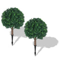 2-Pack Artificial Cypress Topiary with Ground Stakes, Faux Boxwood Bush for Outdoor Porch, Garden, and Balcony, UV Resistant,