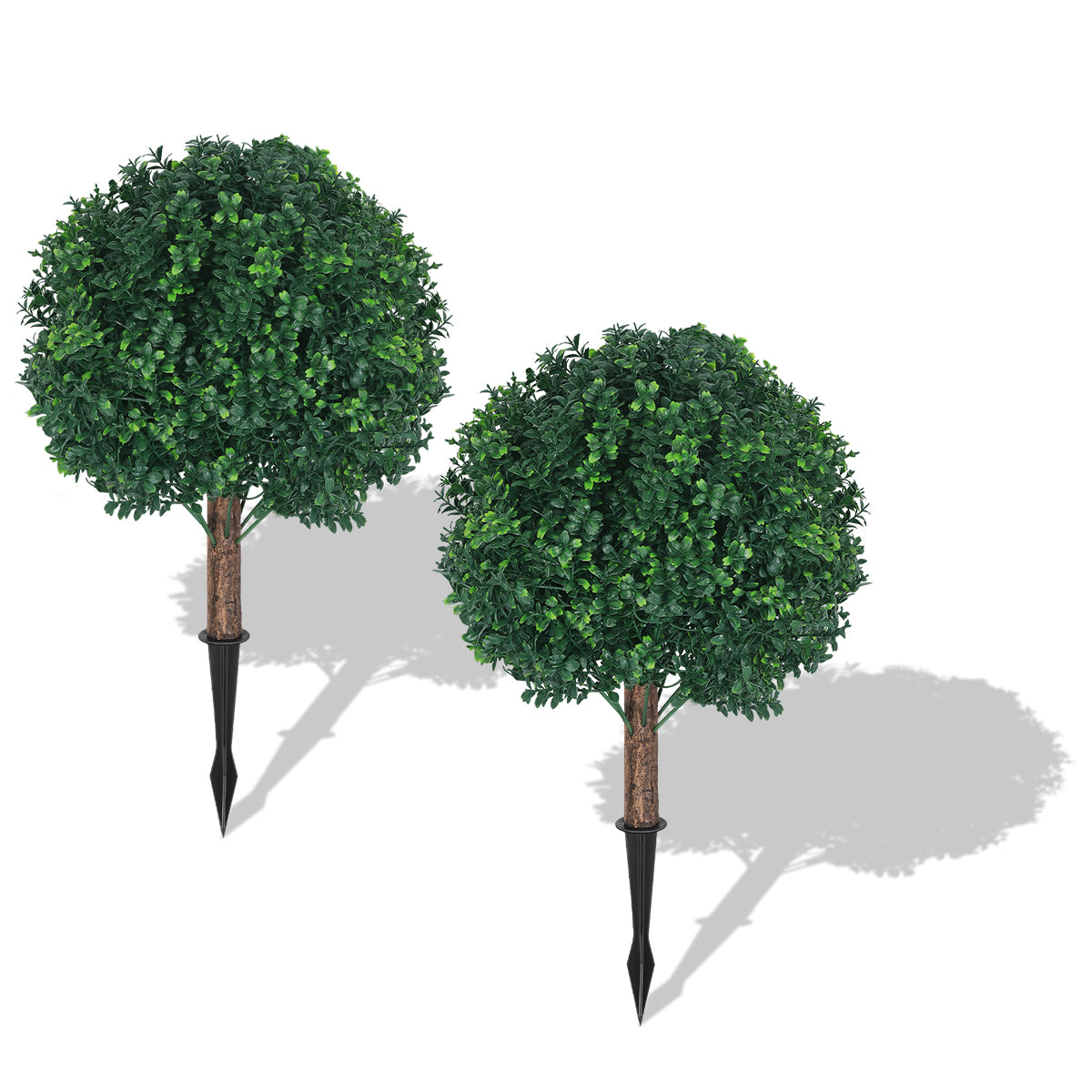 2-Pack Artificial Cypress Topiary with Ground Stakes, Faux Boxwood Bush for Outdoor Porch, Garden, and Balcony, UV Resistant,
