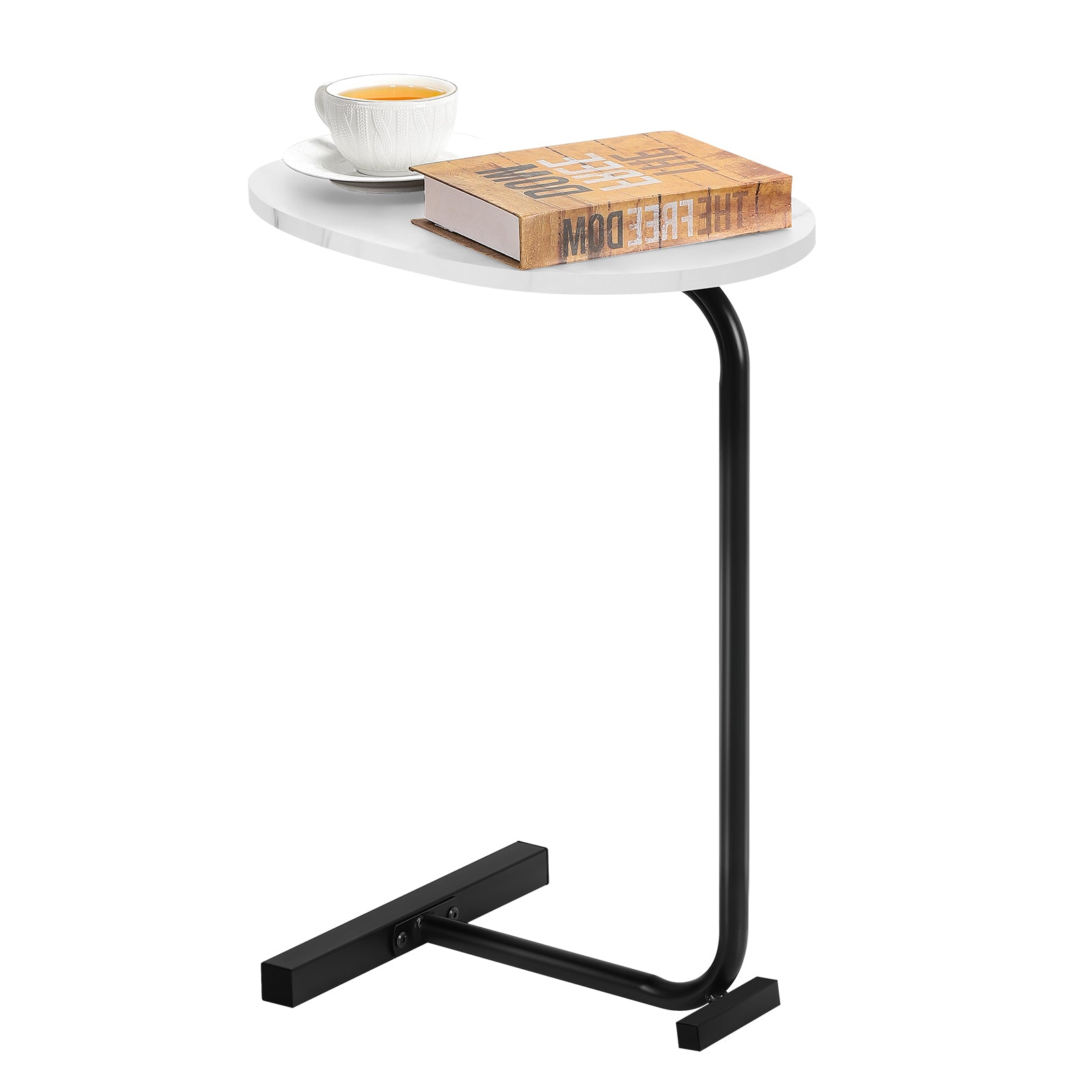 C-shaped sofa and bedside table, built-in imitation marble tabletop metal frame table, small space coffee table