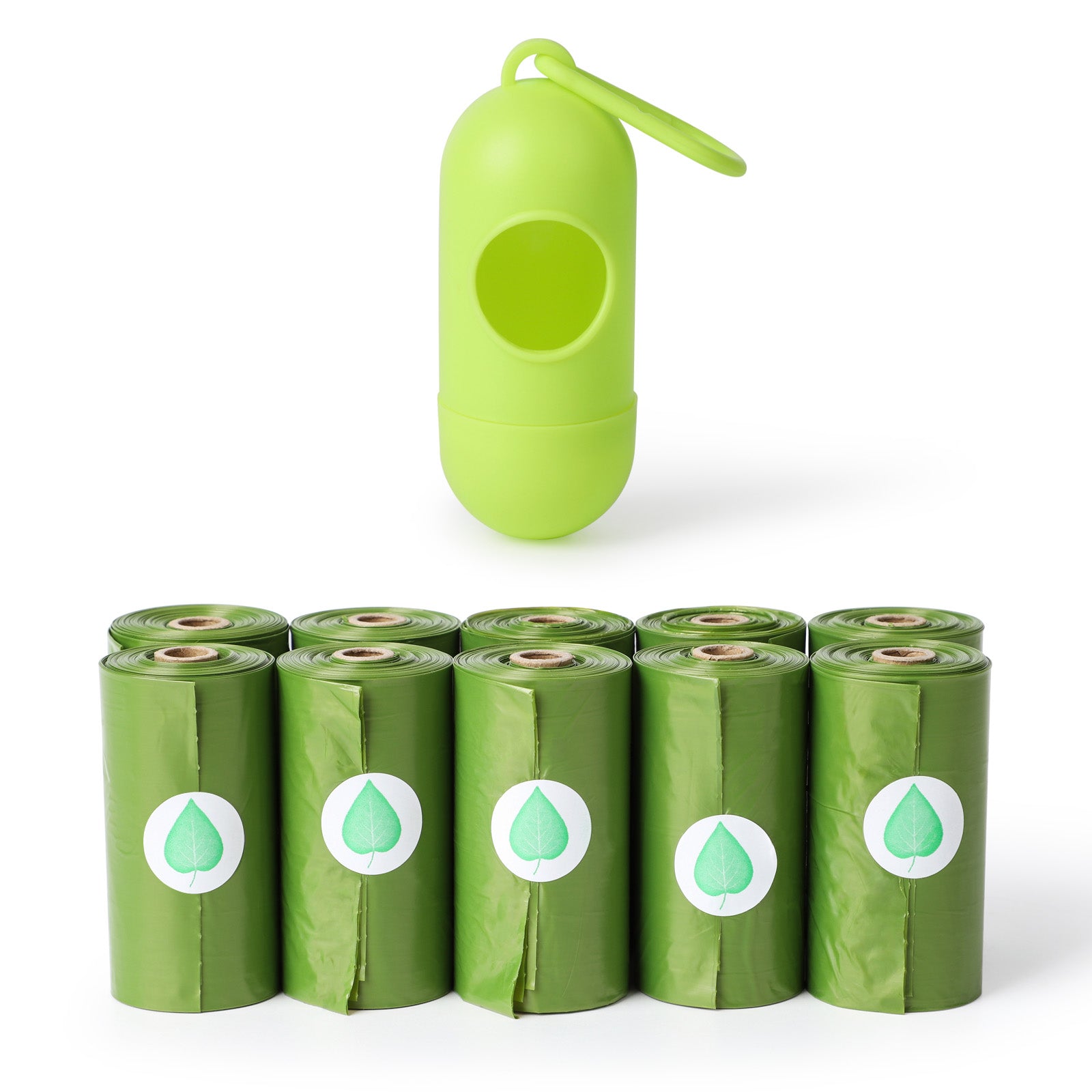 Biodegradable Pet Waste Bags with Dispenser, Leak-Proof Dog Poop Bags with Easy-Tear Perforations, Green Eco-Friendly 10 Rolls,
