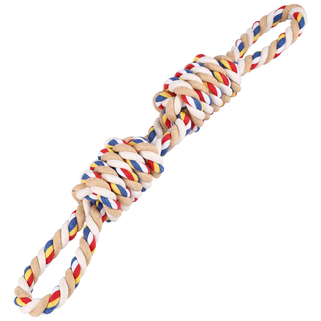 Heavy Duty Dog Rope Toy with 2 Knots, Durable Cotton Chew Toy for Aggressive Chewers, Interactive Tug of War Toy for Large Dogs,